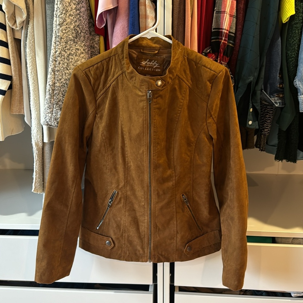 Sebby Collection Faux Suede Jacket in Brown